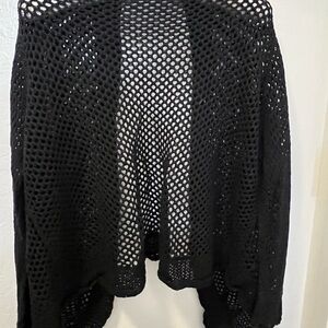 Black lightweight open knit cardigan. Sag Harbor women’s XL. J.